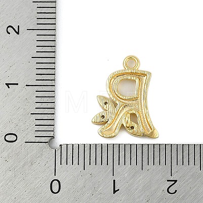 Brass Crystal Rhinestone Letter Links Connector Charms KK-S395-06G-R-1