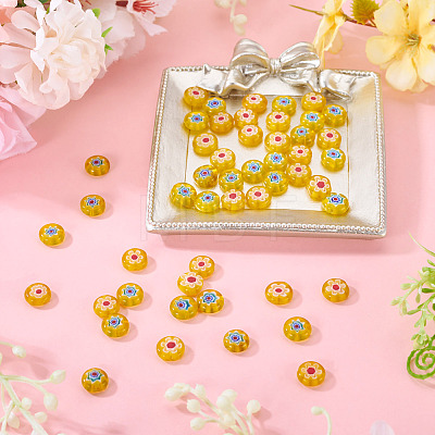 50Pcs 2 Colors Handmade Millefiori Lampwork Beads LAMP-TADJ0001-03C-1