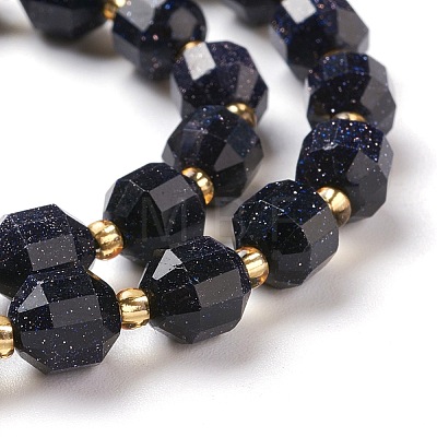 Synthetic Blue Goldstone Beads Strands G-K303-A28-8mm-1