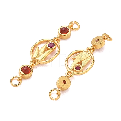 Brass Pave Cubic Zirconia Flower Links Connector Charms KK-D113-04G-01-1
