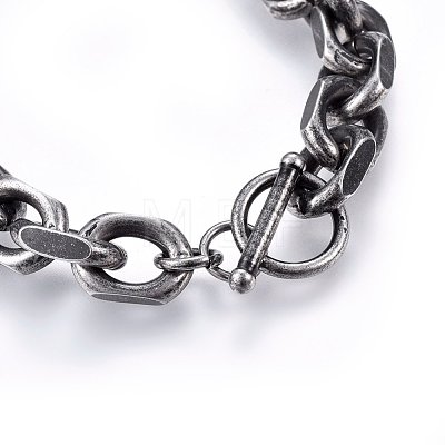 Retro 304 Stainless Steel Cable Chain Bracelets BJEW-L631-27AS-1