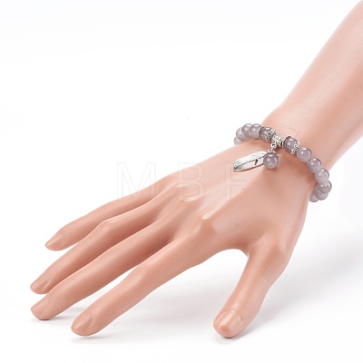 Imitation Jade Glass Beaded Stretch Charm Bracelets BJEW-JB06126-04-1