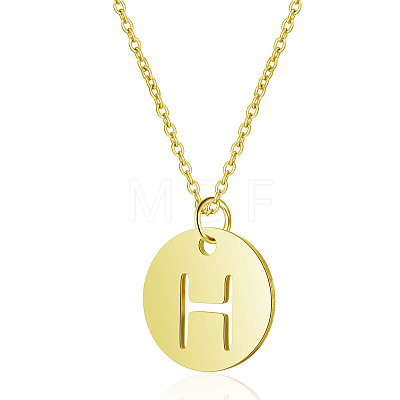 201 Stainless Steel Initial Pendants Necklaces NJEW-S069-TN508-H-1