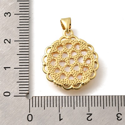 Brass with Natural Shell Carved Pendants KK-Z091-05G-01-1