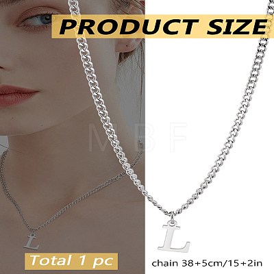 1Pc 304 Stainless Steel Letter Pendant Necklaces NJEW-LP0001-33L-P-1