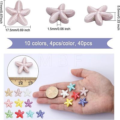 40Pcs 10 Colors Handmade Porcelain Beads PORC-CA0001-10-1