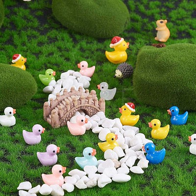 80 Pcs Tiny Ducks Mini Resin Duck Colorful Mini Duck Bulk Fairy Tale Garden Animal Sculpture Resin Duck Image for Miniature Landscape JX344A-1