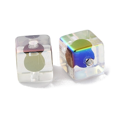 UV Plating Rainbow Iridescent Acrylic Beads OACR-H112-20D-1