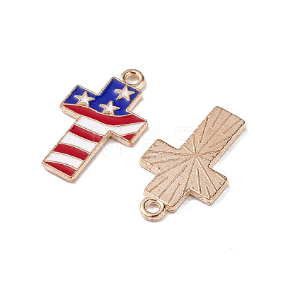 American Flag Style Alloy Enamel Pendants ENAM-K067-30-1