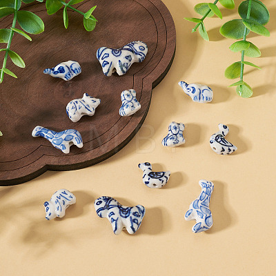 12Pcs 6 Styles Handmade Porcelain Beads PORC-TA0001-68-1