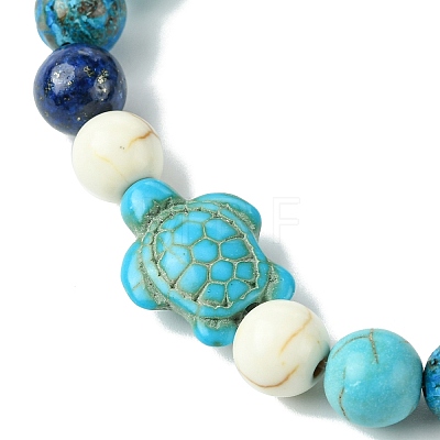 Summer Beach Turtle Dyed Synthetic Turquoise Bracelets BJEW-JB10896-01-1