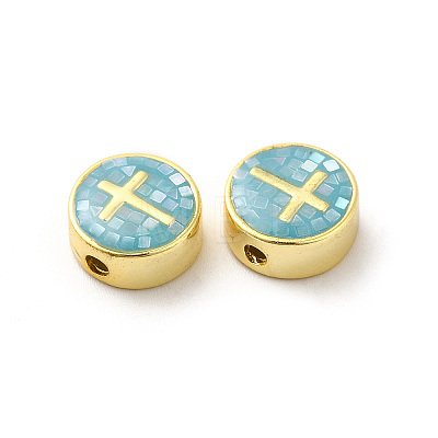 Rack Plating Brass Enamel Beads ENAM-D044-04G-05-1