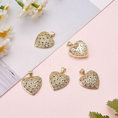 5Pcs Brass Micro Pave Clear Cubic Zirconia Pendants ZIRC-SZ0003-26-1