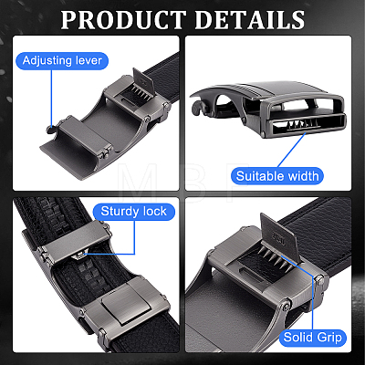 AHADERMAKER 2Pcs 2 Styles Alloy DIY Adjustable Automatic Buckle FIND-GA0003-34A-1