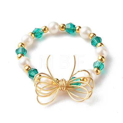 Imitate Austrian Crystal Bicone Glass Beaded Finger Rings X1-RJEW-TA00003-02-1