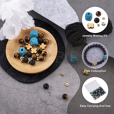 DIY Men's Gemstone Bracelet with Cross Making Kits DIY-CF0001-21-1