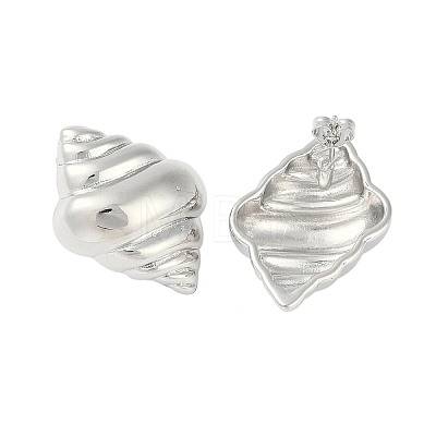 Sea Snail Brass Stud Earrings for Women EJEW-S232-01P-1