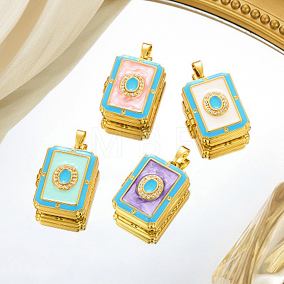 Brass Micro Pave Cubic Zirconia Locket Pendants KK-P335-05G-1