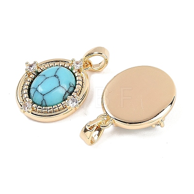 Synthetic Turquoise Oval Pendants KK-U043-44G-C-1