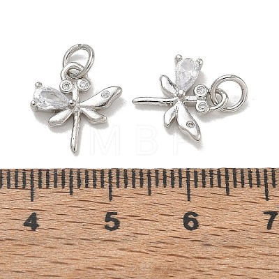 Brass Micro Pave Clear Cubic Zirconia with Glass Charms CU-CBA6E4E-16P-1