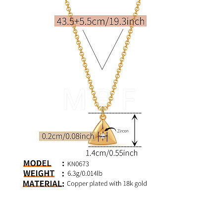 Brass Micro Pave Clear Cubic Zirconia Geometric Pendant Cable Chain Necklaces for Women WG4F4F3-01-1