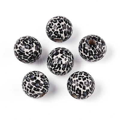 Printed Schima Wood Beads WOOD-N017-01B-1