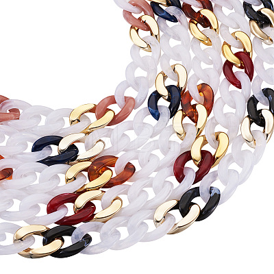 Transparent Acrylic Handmade Curb Chain AJEW-TA0001-10-1