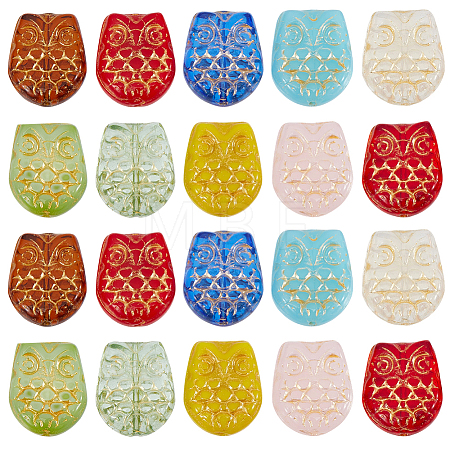 40Pcs Owl Glass Beads GLAA-PA0001-65-1