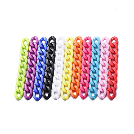 Handmade Opaque Acrylic Curb Chains AJEW-JB00564-1