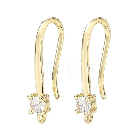 Rack Plating Brass Pave Cubic Zirconia Earring Hooks KK-O143-19G-1