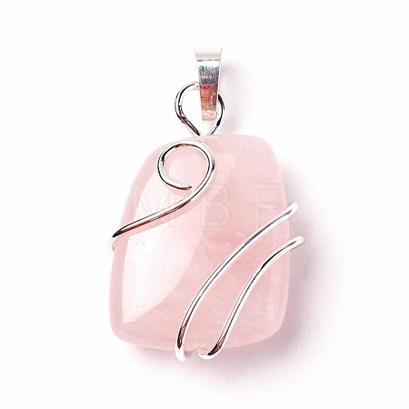 Natural Rose Quartz Pendants G-I220-D04-1