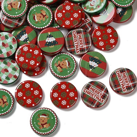 Christmas Printed Opaque Acrylic Beads OACR-D316-02C-01-1