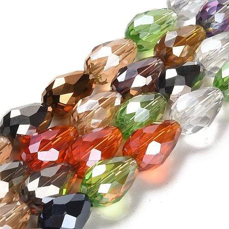Faceted Teardrop Glass Beads Strands X-GS053-AB-1