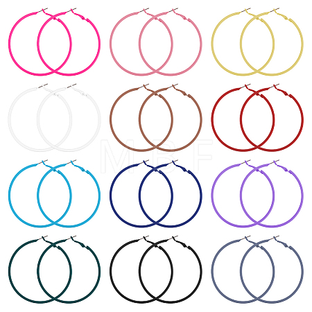 12 Pairs 12 Colors Alloy Huggie Hoop Earrings EJEW-DC0001-43-1