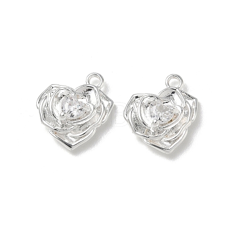 Valentine's Day Brass Micro Pave Cubic Zirconia Charms KK-P355-15S-01-1