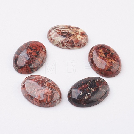 Natural Brecciated Jasper Flat Back Cabochons G-G741-13x18mm-02-1