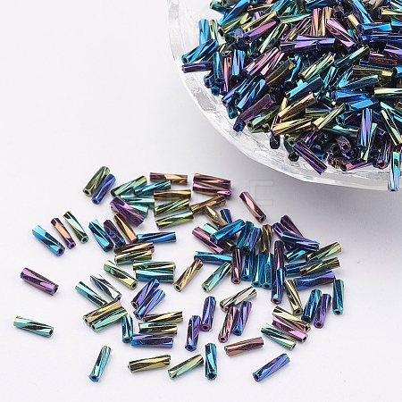 Glass Twisted Bugle Beads SEED-E002-9mm-809#-1