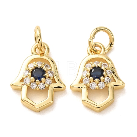 Brass Micro Pave Marine Blue Cubic Zirconia Charms CU-E003-15G-A-1