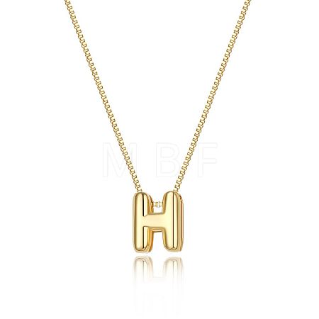 Brass Initial Pendant Box Chain Necklaces for Women FS-WG5C822-08-1