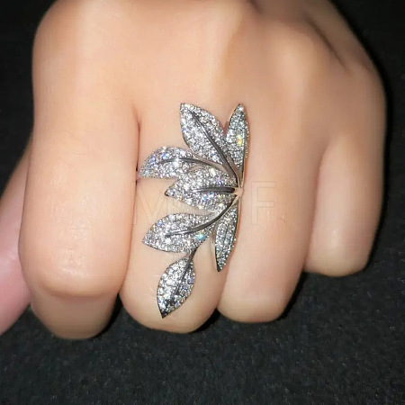 Brass Micro Pave Clear Cubic Zirconia Finger Rings FS-WG77E03-05-1