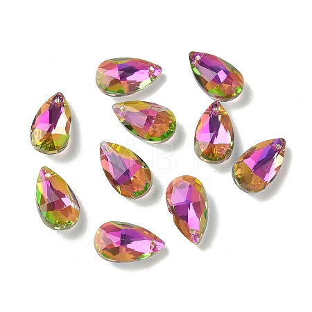 Faceted Teardrop Glass Pendants GLAA-O008-A31-1