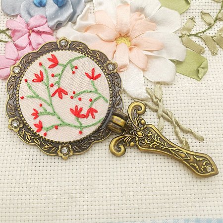 DIY Foldable Handheld Mirror Embroidery Starter Kit SENE-PW0003-056G-1