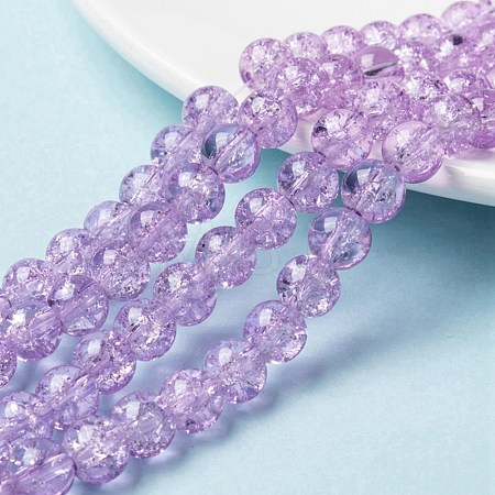 Spray Painted Crackle Glass Beads Strands CCG-Q002-8mm-04-1