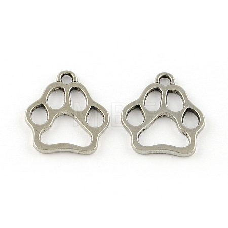 Dog Paw Prints Tibetan Style Alloy Pendants X-TIBEP-R338-01AS-RS-1