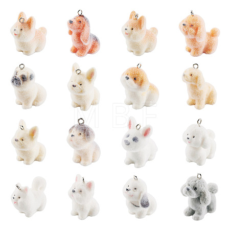 Resin Flocking Dog Pendants RESI-TAC0012-21-1