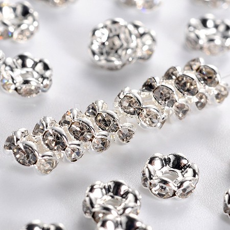 Brass Rhinestone Spacer Beads RB-A014-L5mm-01S-NF-1