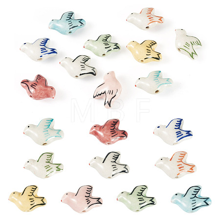 10Pcs 10 Colors Handmade Porcelain Beads PORC-BG0001-04-1
