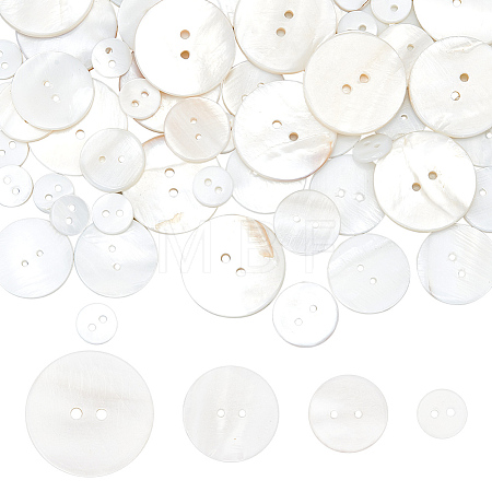 70Pcs 4 Styles 2-Hole Freshwater Shell Buttons BUTT-FG0001-16-1