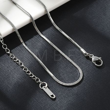 Non-Tarnish 304 Stainless Steel Round Snake Chain Necklace for Men Women NJEW-K245-012C-1