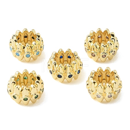 Brass Micro Pave Cubic Zirconia Beads CU-CBA389D-01G-1